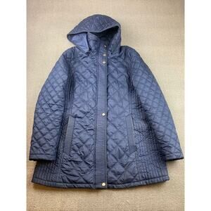 Andrew Marc New York Womens Large Blue Down Quilted Puffer Coat